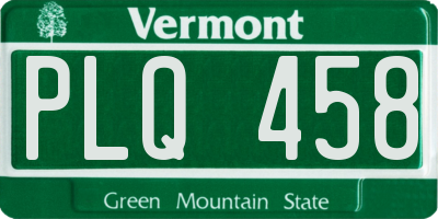 VT license plate PLQ458