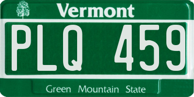 VT license plate PLQ459