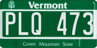 VT license plate PLQ473
