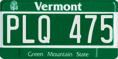 VT license plate PLQ475