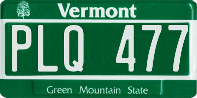 VT license plate PLQ477