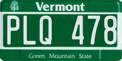 VT license plate PLQ478