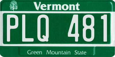 VT license plate PLQ481