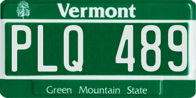 VT license plate PLQ489