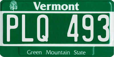 VT license plate PLQ493