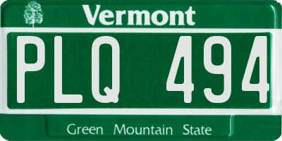 VT license plate PLQ494