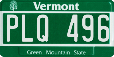 VT license plate PLQ496