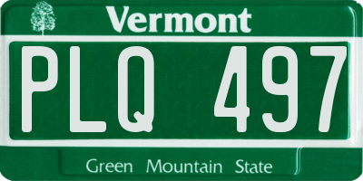 VT license plate PLQ497
