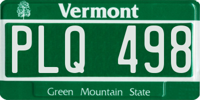 VT license plate PLQ498