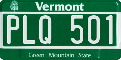 VT license plate PLQ501