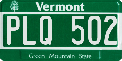 VT license plate PLQ502