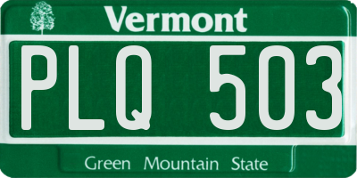 VT license plate PLQ503