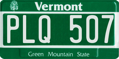 VT license plate PLQ507