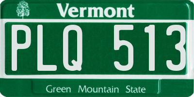 VT license plate PLQ513