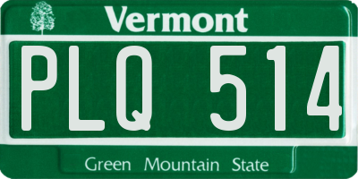VT license plate PLQ514