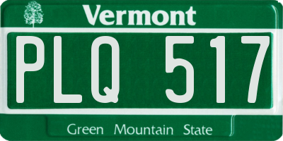 VT license plate PLQ517