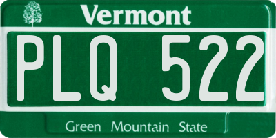 VT license plate PLQ522