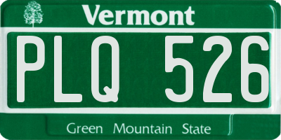 VT license plate PLQ526