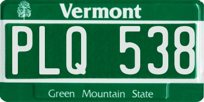 VT license plate PLQ538