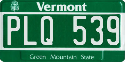 VT license plate PLQ539