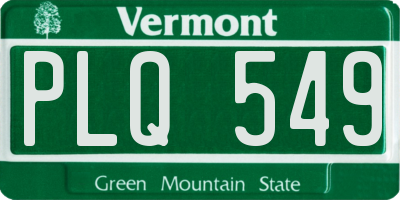 VT license plate PLQ549