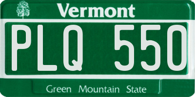 VT license plate PLQ550