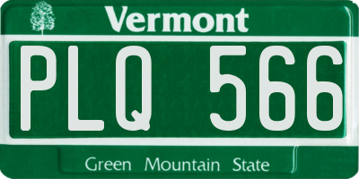 VT license plate PLQ566