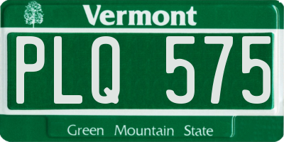 VT license plate PLQ575