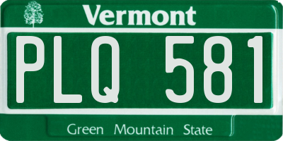 VT license plate PLQ581