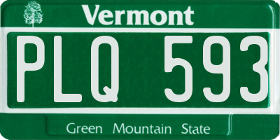 VT license plate PLQ593