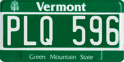 VT license plate PLQ596