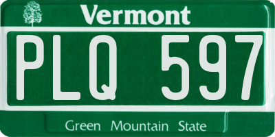VT license plate PLQ597