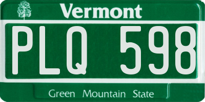 VT license plate PLQ598