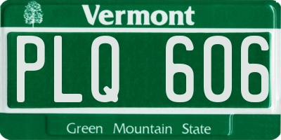 VT license plate PLQ606
