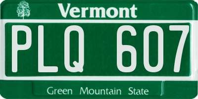 VT license plate PLQ607