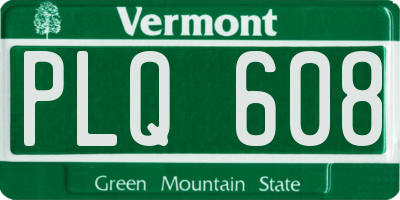 VT license plate PLQ608