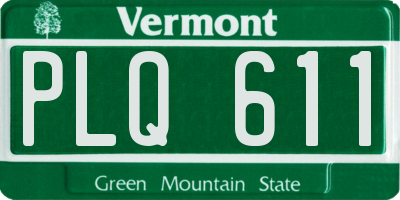 VT license plate PLQ611
