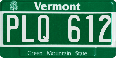 VT license plate PLQ612