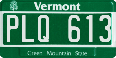 VT license plate PLQ613