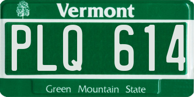 VT license plate PLQ614