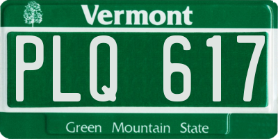 VT license plate PLQ617