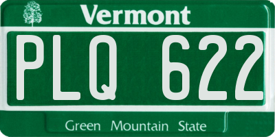 VT license plate PLQ622