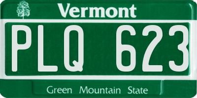 VT license plate PLQ623