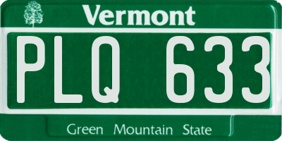 VT license plate PLQ633