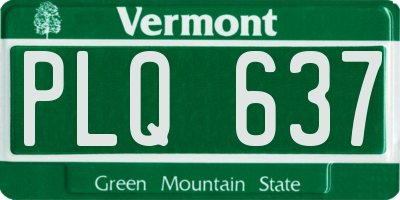VT license plate PLQ637
