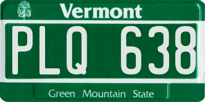 VT license plate PLQ638