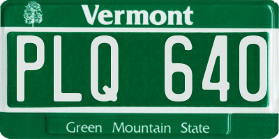 VT license plate PLQ640