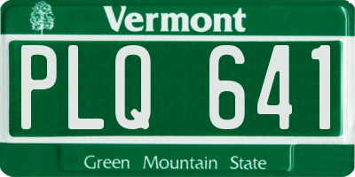 VT license plate PLQ641