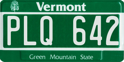 VT license plate PLQ642