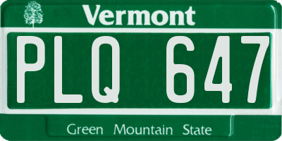 VT license plate PLQ647